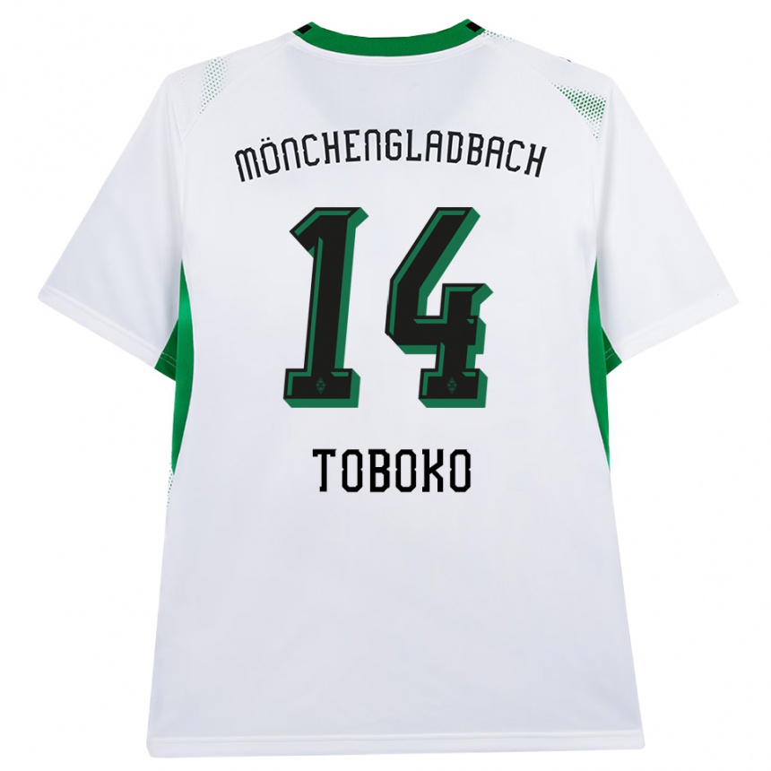 גברים כדורגל Rubén Toboko #14 לבן שחור ירוק ג'רזי ביתית 2026/27