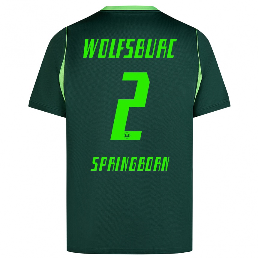 גברים כדורגל Noah Springborn #2 ירוק כהה לבן ג'רזי ביתית 2026/27