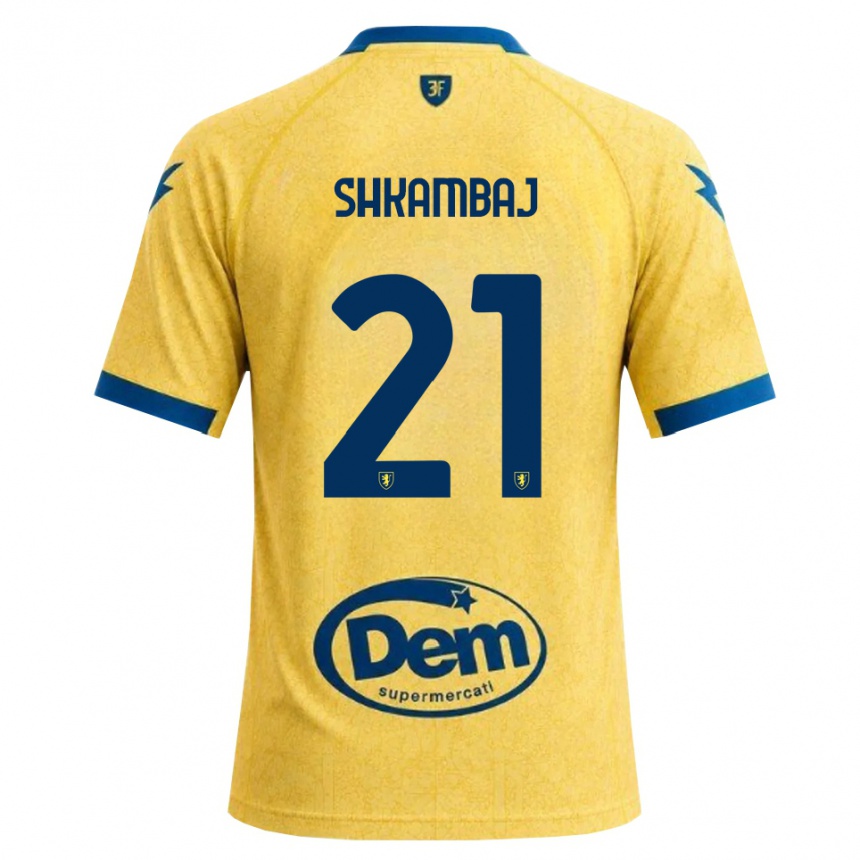 גברים כדורגל Ardit Shkambaj #21 חאקי שחור כחול ג'רזי ביתית 2026/27