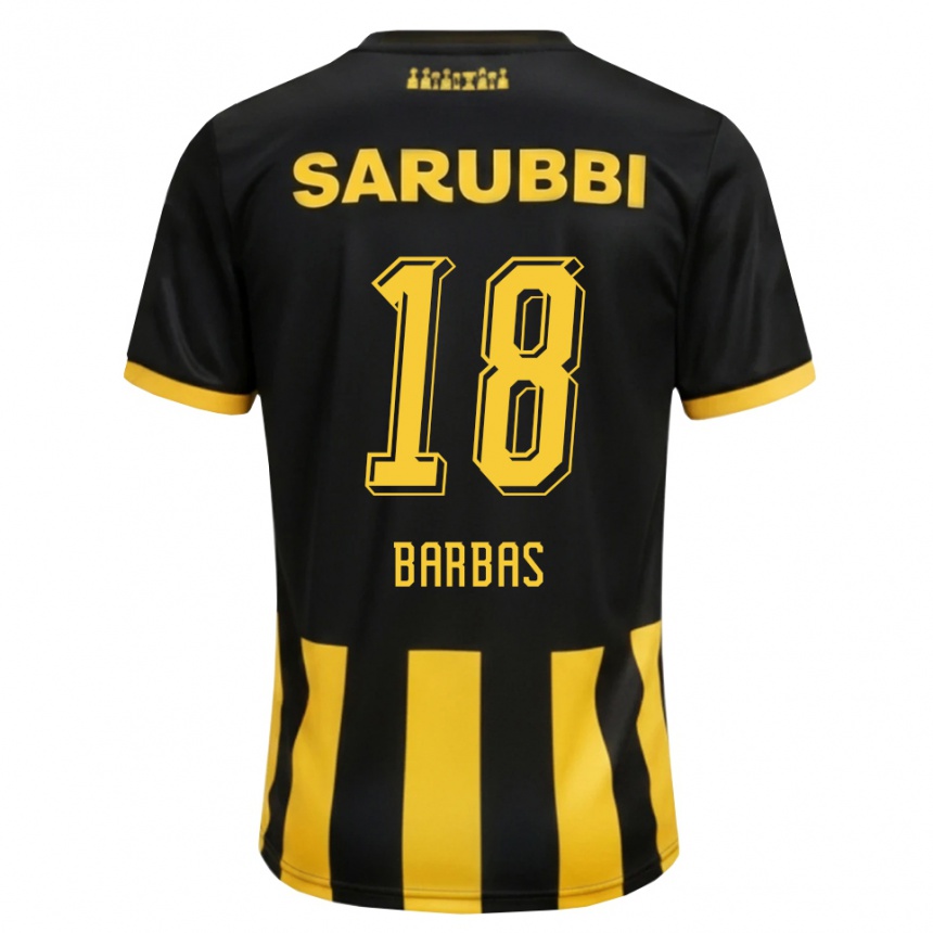 גברים כדורגל Germán Barbas #18 שחור צהוב ג'רזי ביתית 2026/27
