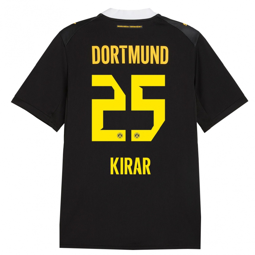 גברים כדורגל Emre Kirar #25 שחור אדום צהוב הרחק ג'רזי 2026/27