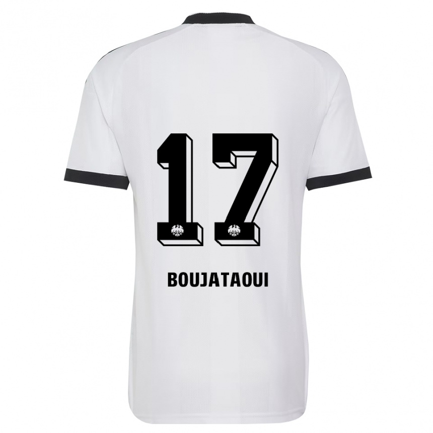 גברים כדורגל Tarik Boujataoui #17 שחור לבן הרחק ג'רזי 2026/27