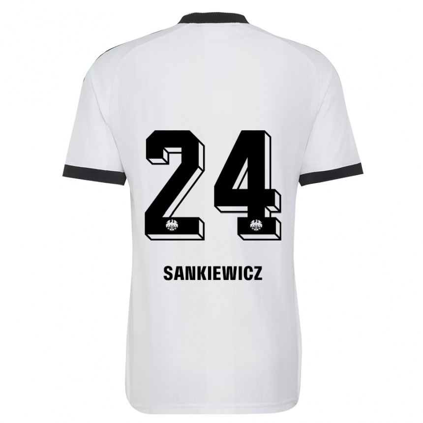 גברים כדורגל Dawid Sankiewicz #24 שחור לבן הרחק ג'רזי 2026/27