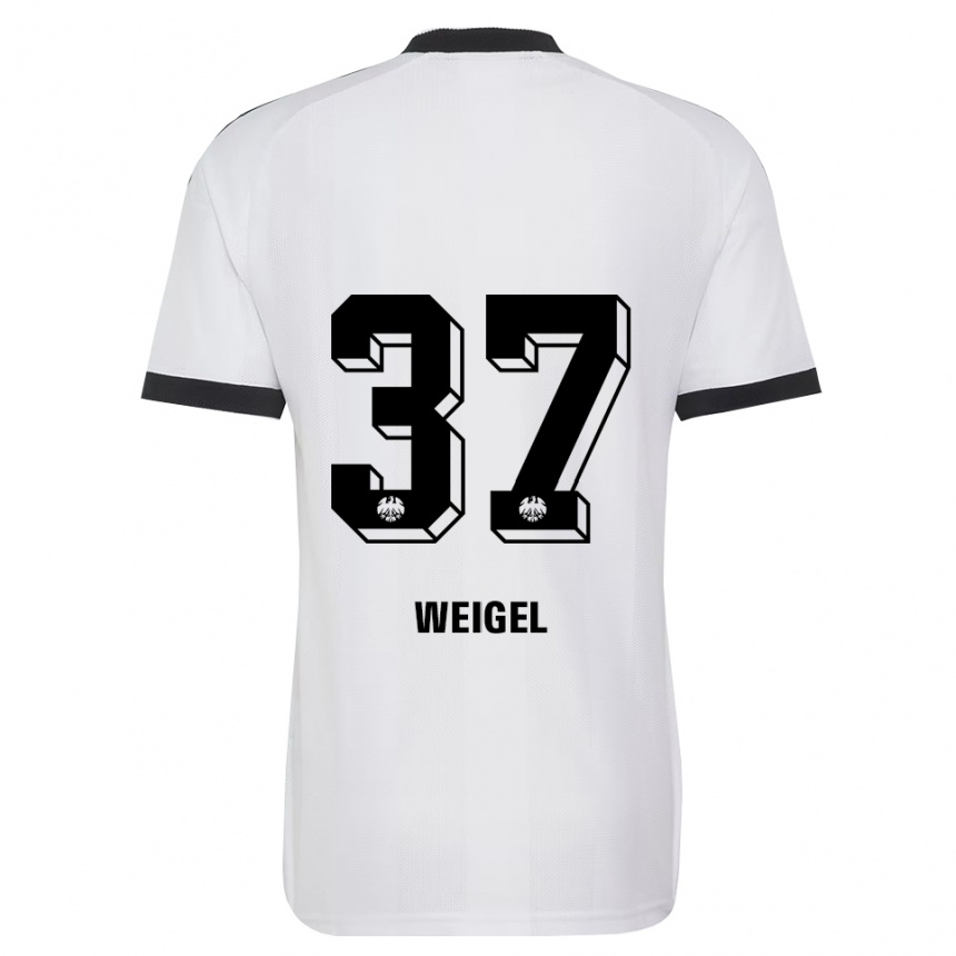גברים כדורגל Tobias Weigel #37 שחור לבן הרחק ג'רזי 2026/27