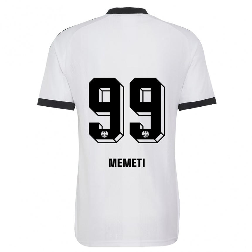גברים כדורגל Ereleta Memeti #99 שחור לבן הרחק ג'רזי 2026/27