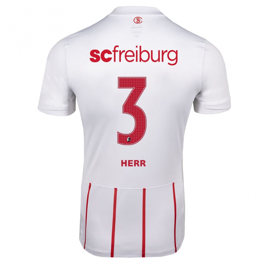 גברים כדורגל Ben Herr #3 לבן אדום צהוב הרחק ג'רזי 2026/27