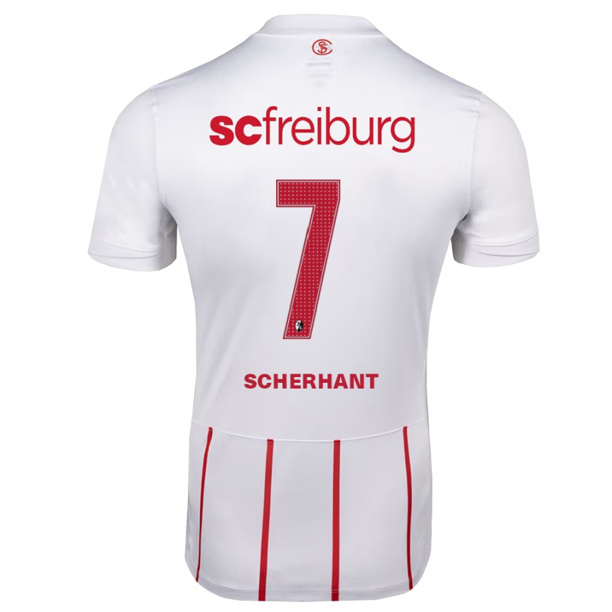גברים כדורגל Derry Scherhant #7 לבן אדום צהוב הרחק ג'רזי 2026/27