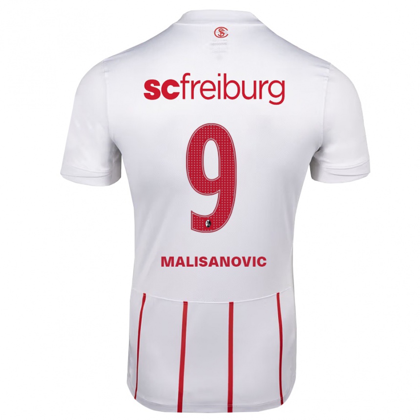 גברים כדורגל Darko Malisanovic #9 לבן אדום צהוב הרחק ג'רזי 2026/27 גברים כדורגל Darko Malisanovic #9 לבן אדום צהוב הרחק ג'רזי 2026/27