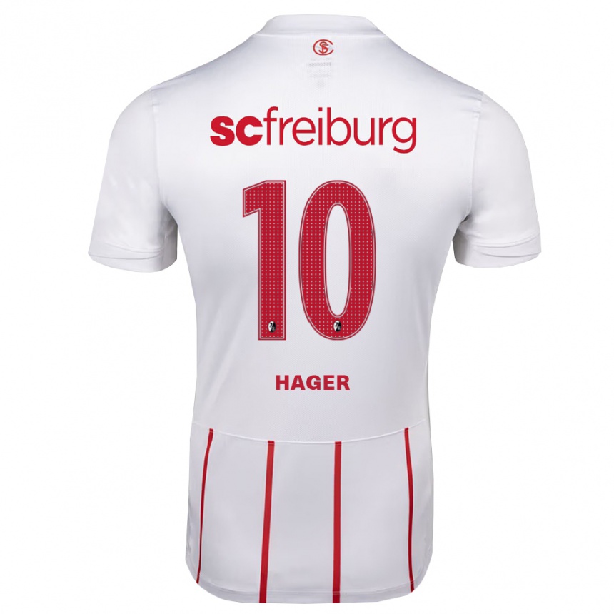 גברים כדורגל Marc Hager #10 לבן אדום צהוב הרחק ג'רזי 2026/27