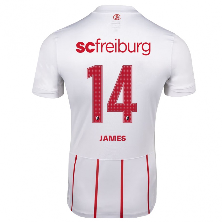 גברים כדורגל Jack James #14 לבן אדום צהוב הרחק ג'רזי 2026/27