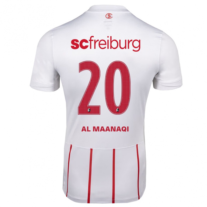 גברים כדורגל Jawad Al Maanaqi #20 לבן אדום צהוב הרחק ג'רזי 2026/27
