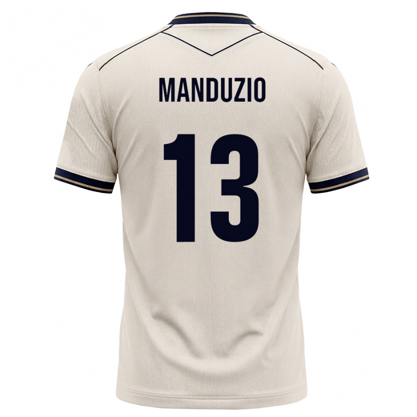 גברים כדורגל Mattia Manduzio #13 לבן מבריק כחול דיו הרחק ג'רזי 2026/27