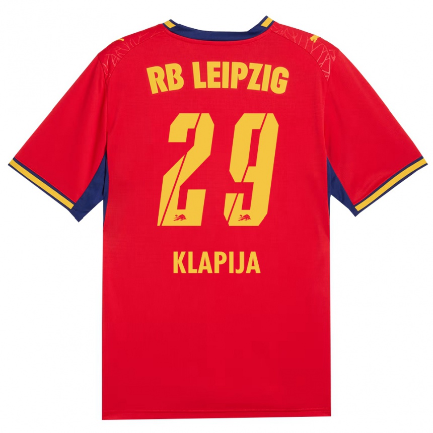 גברים כדורגל Din Klapija #29 כחול מלכותי צהוב אדום הרחק ג'רזי 2026/27