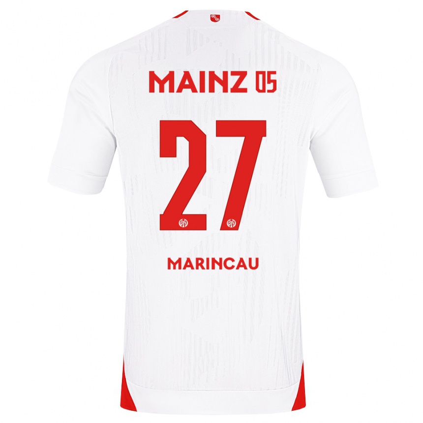 גברים כדורגל Emanuel Marincău #27 לבן אדום צהוב הרחק ג'רזי 2026/27 גברים כדורגל Emanuel Marincău #27 לבן אדום צהוב הרחק ג'רזי 2026/27