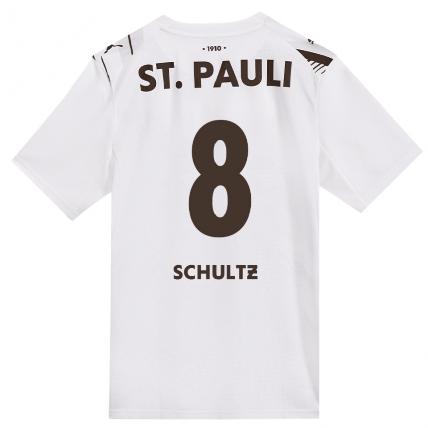 גברים כדורגל Paul Schultz #8 קפה לבן אדום הרחק ג'רזי 2026/27