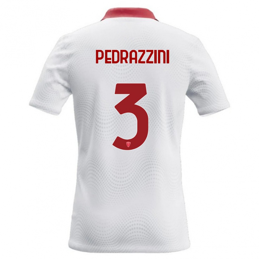 גברים כדורגל Carlo Pedrazzini #3 לבן אדום הרחק ג'רזי 2026/27