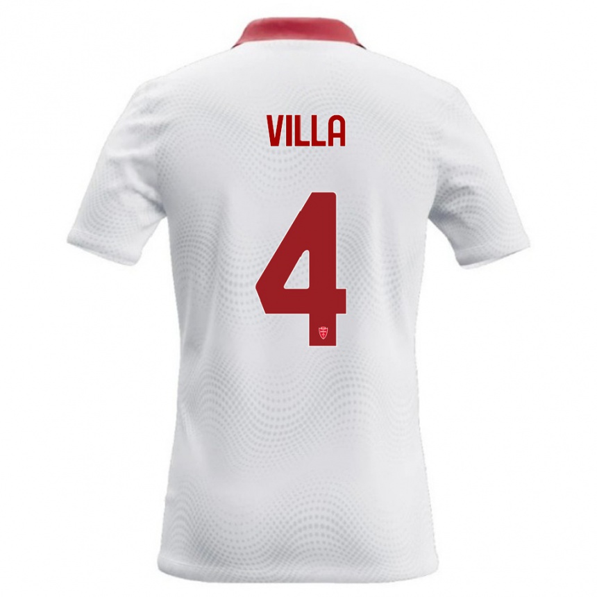 גברים כדורגל Manuel Villa #4 לבן אדום הרחק ג'רזי 2026/27