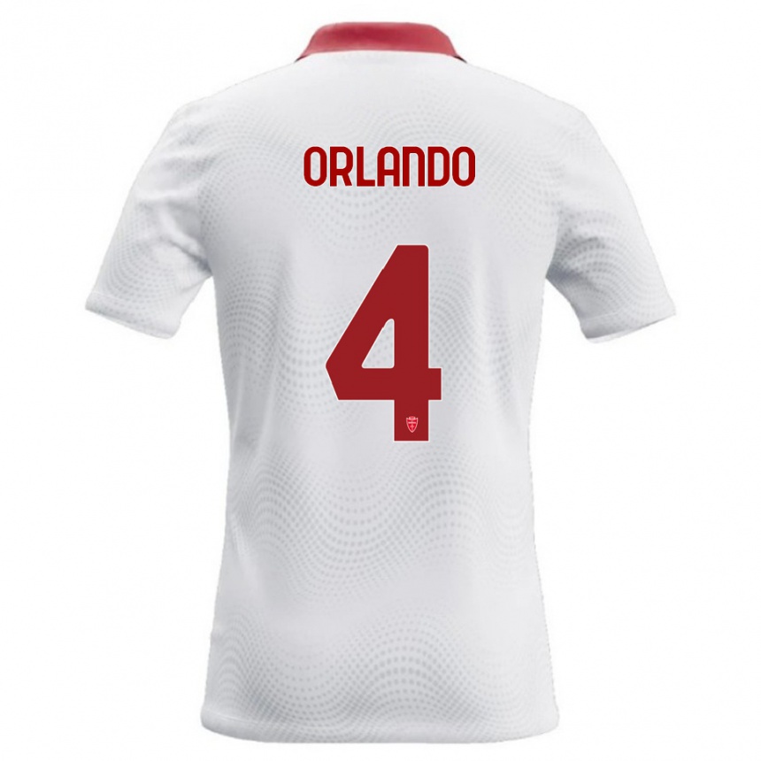 גברים כדורגל Andrea Orlando #4 לבן אדום הרחק ג'רזי 2026/27
