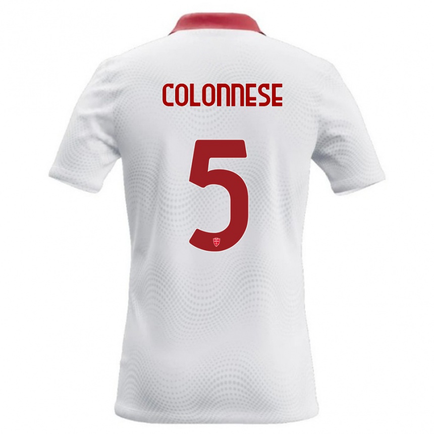 גברים כדורגל Lorenzo Colonnese #5 לבן אדום הרחק ג'רזי 2026/27