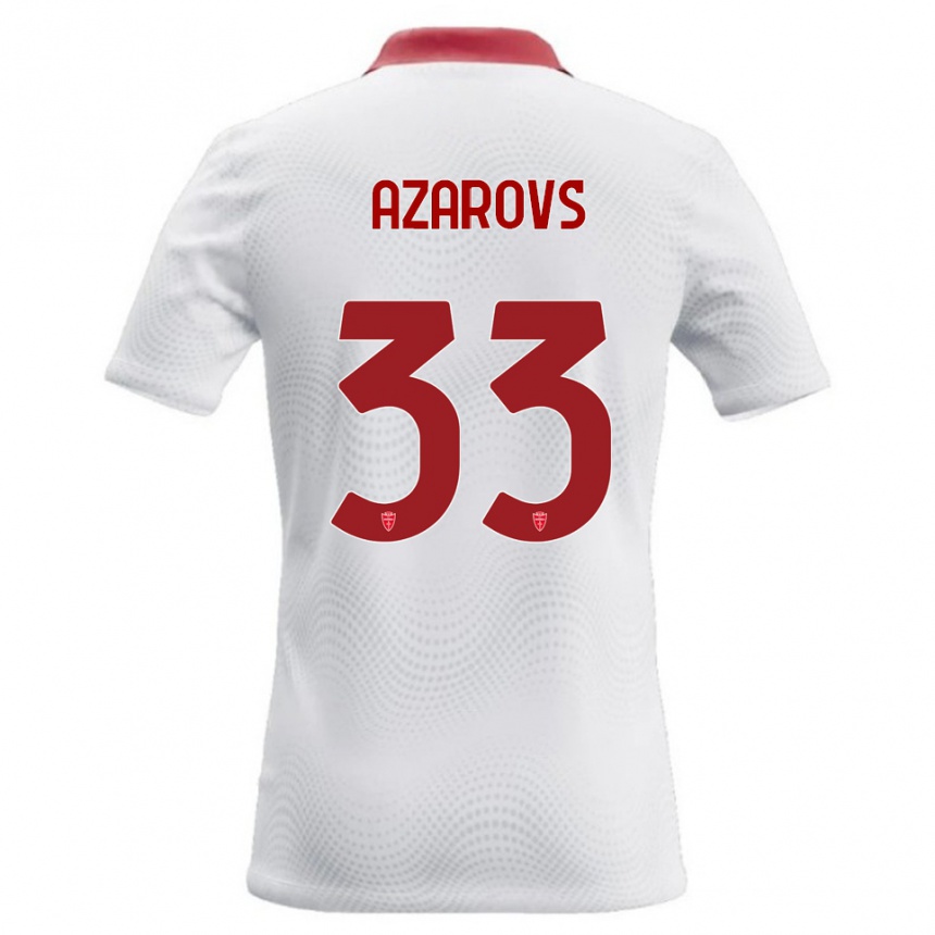 גברים כדורגל Timurs Azarovs #33 לבן אדום הרחק ג'רזי 2026/27