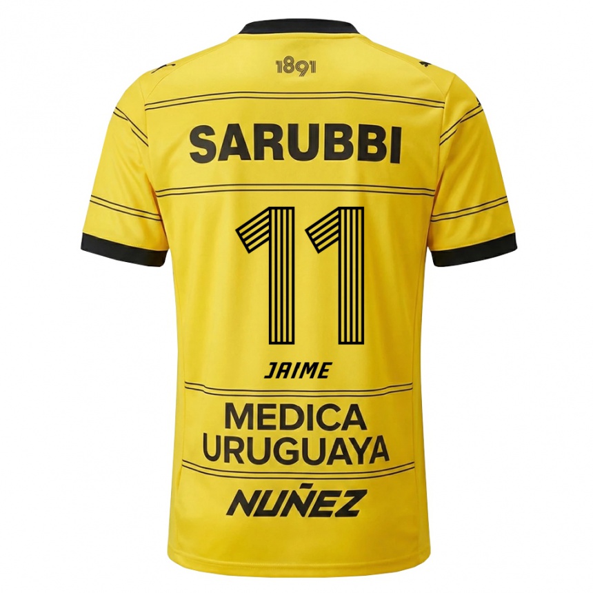 גברים כדורגל Cristian Jaime #11 צהוב שחור הרחק ג'רזי 2026/27