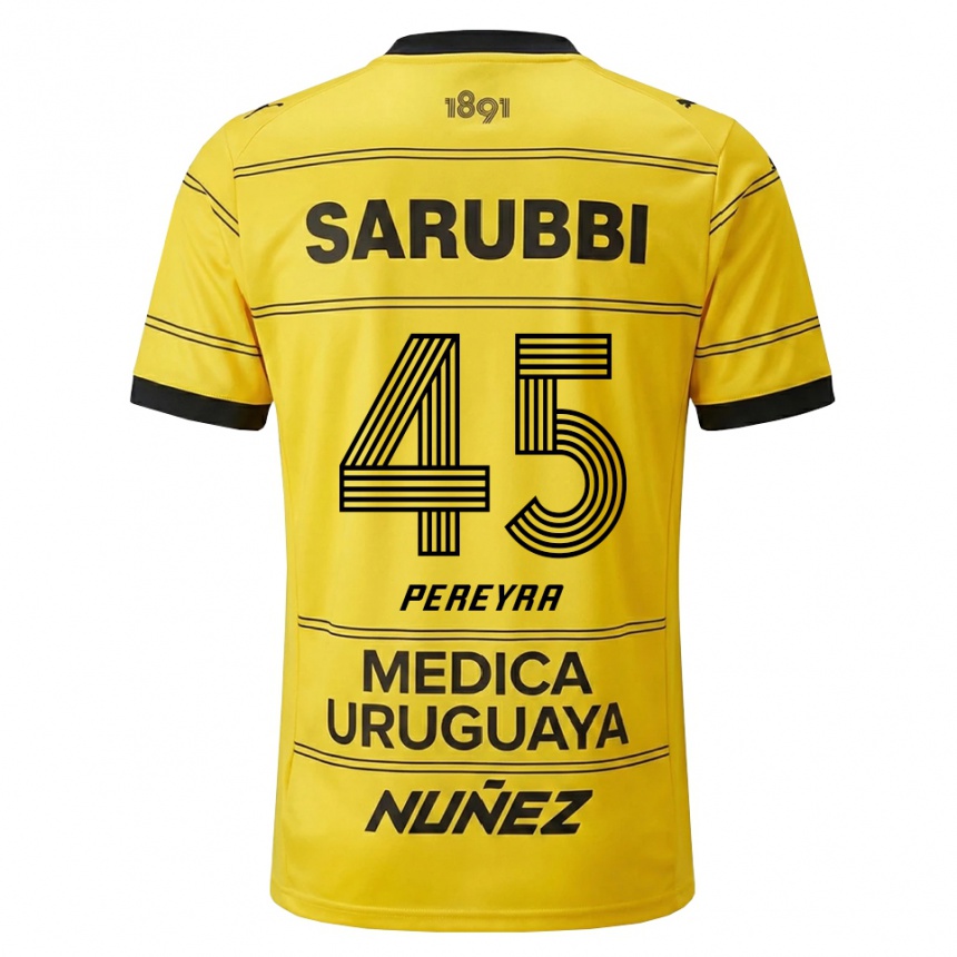 גברים כדורגל Estevan Pereyra #45 צהוב שחור הרחק ג'רזי 2026/27
