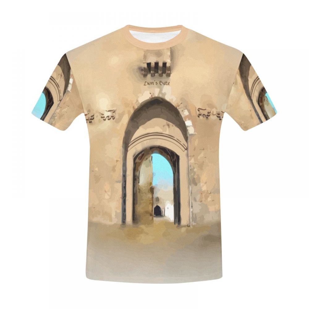 של גברים אמנות העיר העתיקה בירושלים חולצת טריקו קצרה
