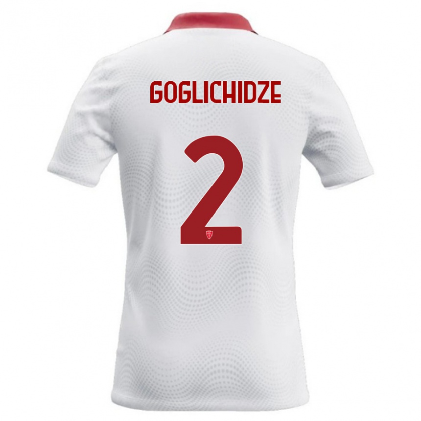 נשים כדורגל Saba Goglichidze #2 לבן אדום הרחק ג'רזי 2026/27
