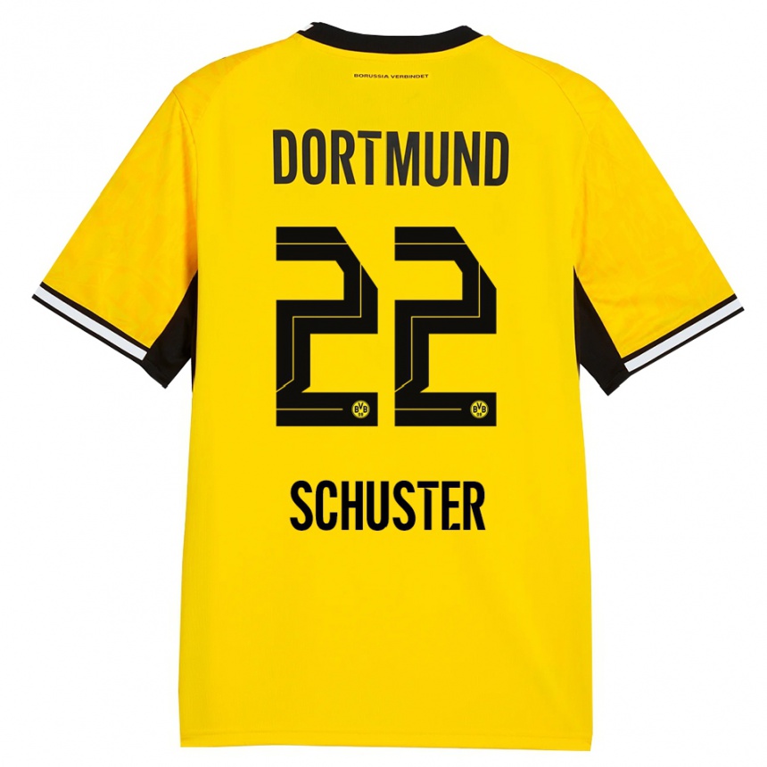 נשים כדורגל Melanie Schuster #22 צהוב שחור לבן ג'רזי ביתית 2026/27