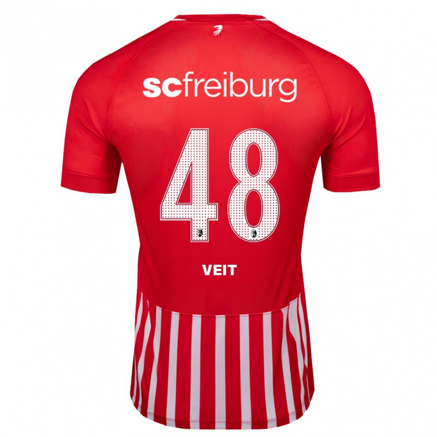 נשים כדורגל Jannik Veit #48 אדום לבן שחור ג'רזי ביתית 2026/27