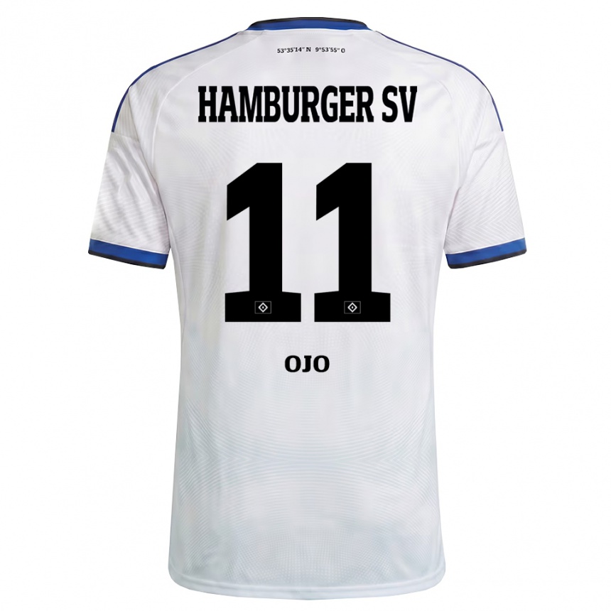 נשים כדורגל Kelvin Ojo #11 לבן שחור כחול ג'רזי ביתית 2026/27