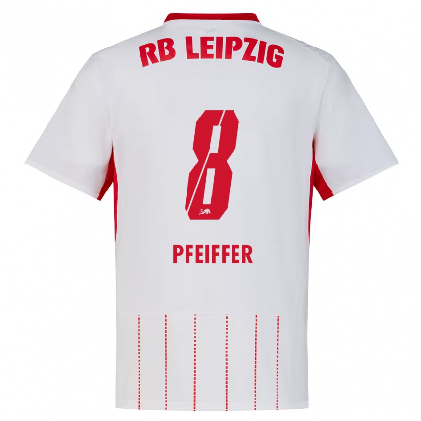 נשים כדורגל Jannik Pfeiffer #8 אדום לבן צהוב ג'רזי ביתית 2026/27