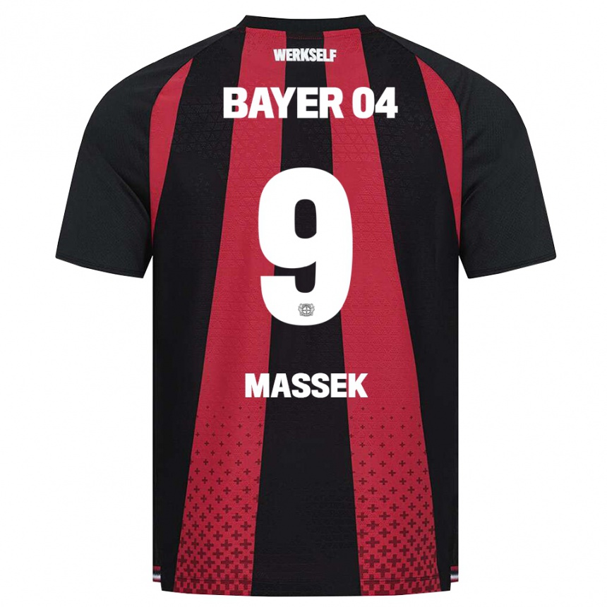 נשים כדורגל Ivan Massek #9 שחור לבן אדום ג'רזי ביתית 2026/27 נשים כדורגל Ivan Massek #9 שחור לבן אדום ג'רזי ביתית 2026/27