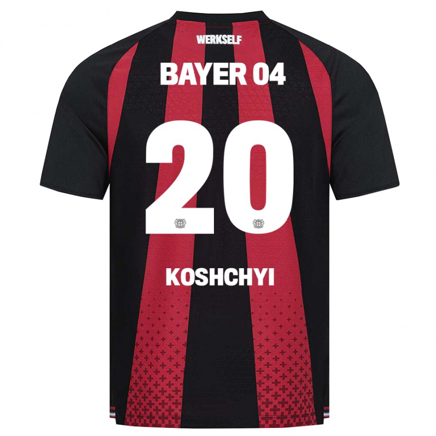 נשים כדורגל Yegor Koshchyi #20 שחור לבן אדום ג'רזי ביתית 2026/27