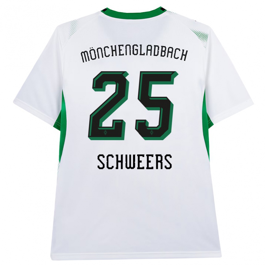 נשים כדורגל Lion Schweers #25 לבן שחור ירוק ג'רזי ביתית 2026/27
