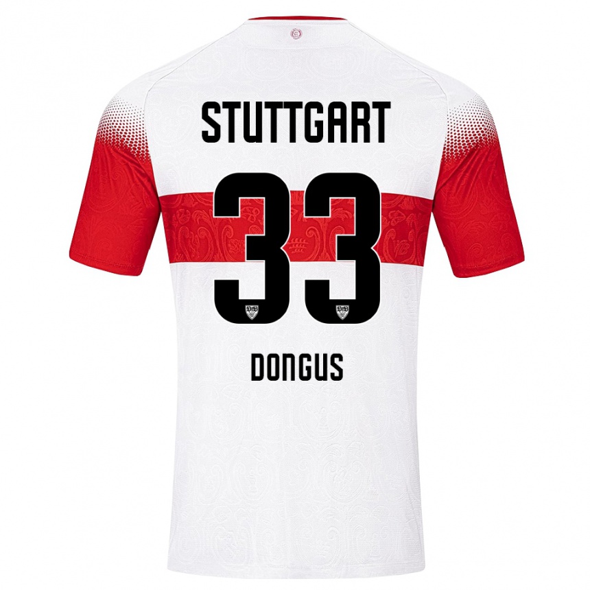 נשים כדורגל פאביין דונגוס #33 לבן אדום צהוב ג'רזי ביתית 2026/27
