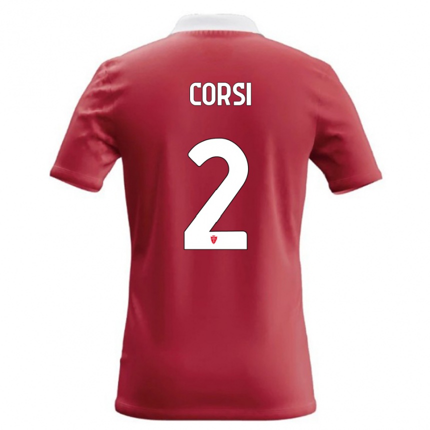 נשים כדורגל Giovanni Corsi #2 אדום לבן ג'רזי ביתית 2026/27