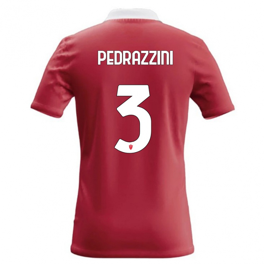 נשים כדורגל Carlo Pedrazzini #3 אדום לבן ג'רזי ביתית 2026/27