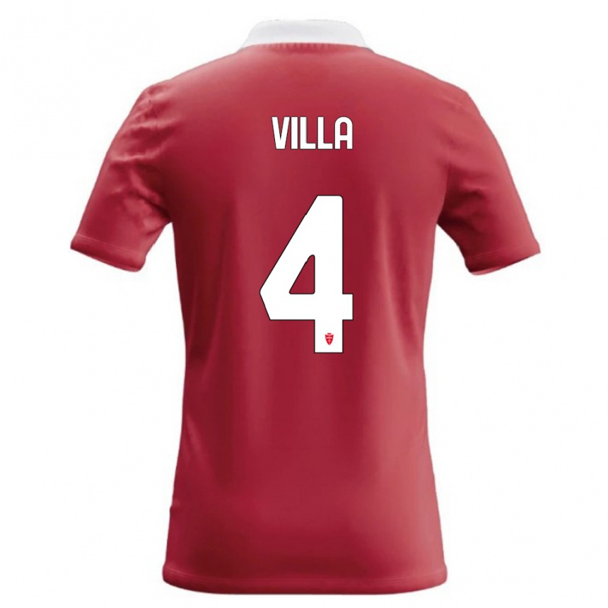 נשים כדורגל Manuel Villa #4 אדום לבן ג'רזי ביתית 2026/27