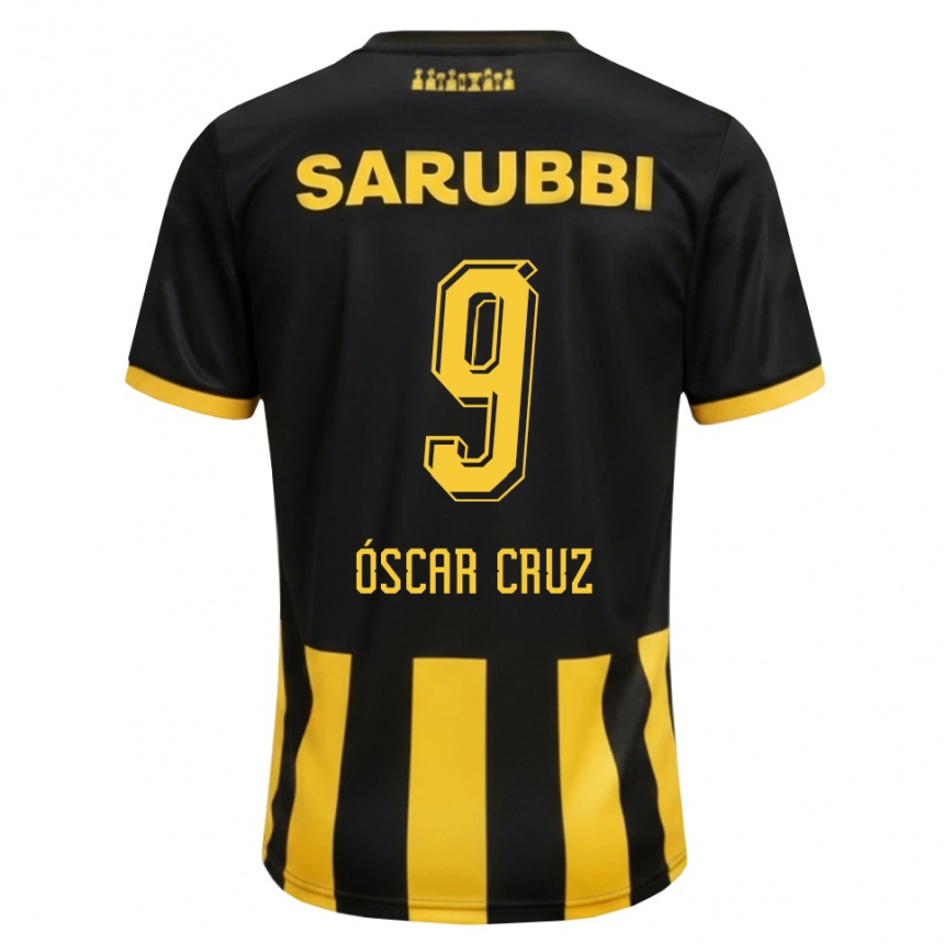 נשים כדורגל Óscar Cruz #9 שחור צהוב ג'רזי ביתית 2026/27