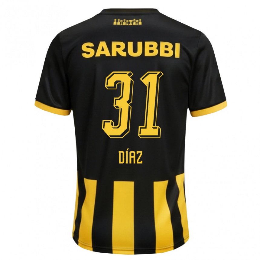 נשים כדורגל Leandro Díaz #31 שחור צהוב ג'רזי ביתית 2026/27