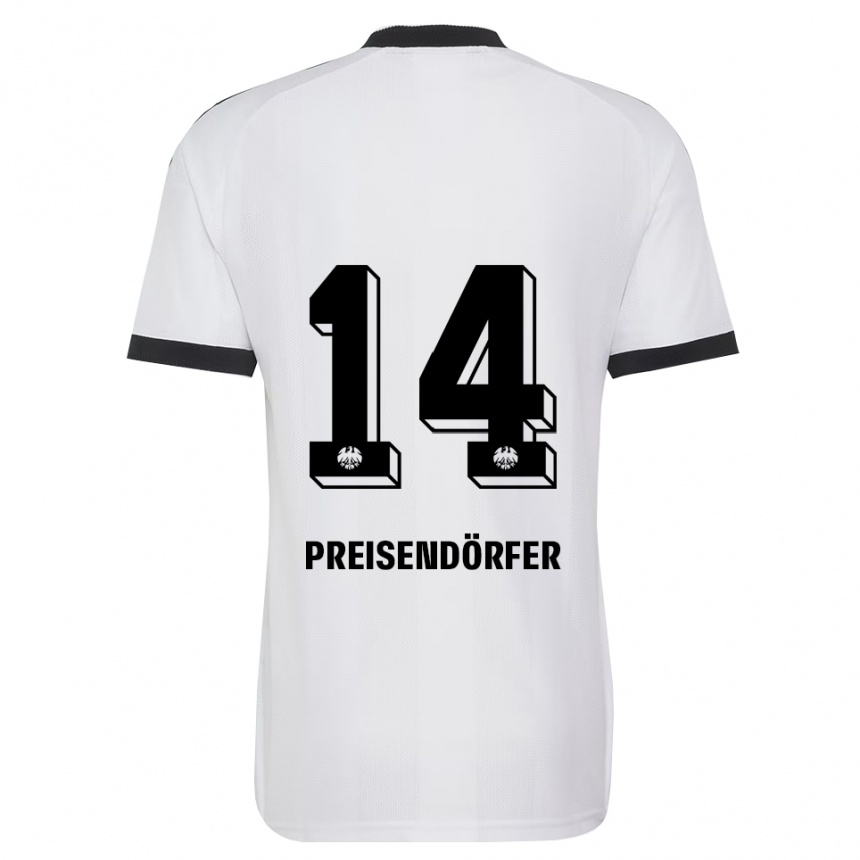 נשים כדורגל Constantin Preisendörfer #14 שחור לבן הרחק ג'רזי 2026/27