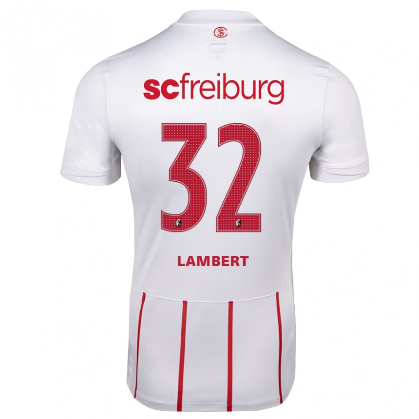 נשים כדורגל Gabrielle Lambert #32 לבן אדום צהוב הרחק ג'רזי 2026/27 נשים כדורגל Gabrielle Lambert #32 לבן אדום צהוב הרחק ג'רזי 2026/27
