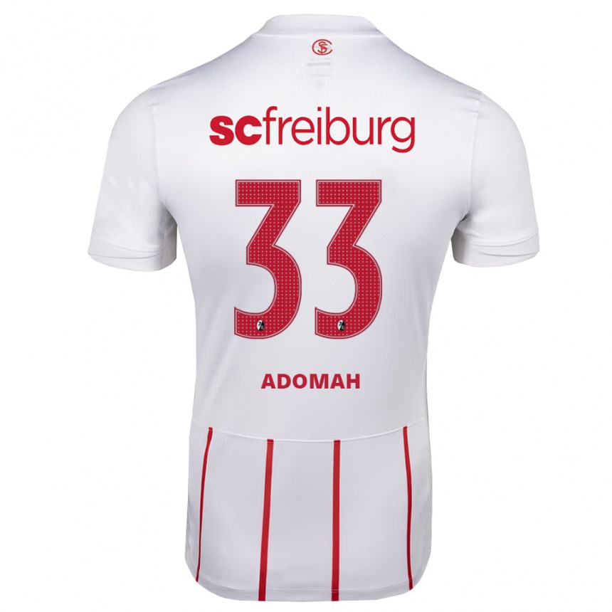 נשים כדורגל Bismark Adomah #33 לבן אדום צהוב הרחק ג'רזי 2026/27 נשים כדורגל Bismark Adomah #33 לבן אדום צהוב הרחק ג'רזי 2026/27