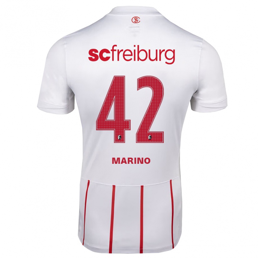 נשים כדורגל Luca Marino #42 לבן אדום צהוב הרחק ג'רזי 2026/27