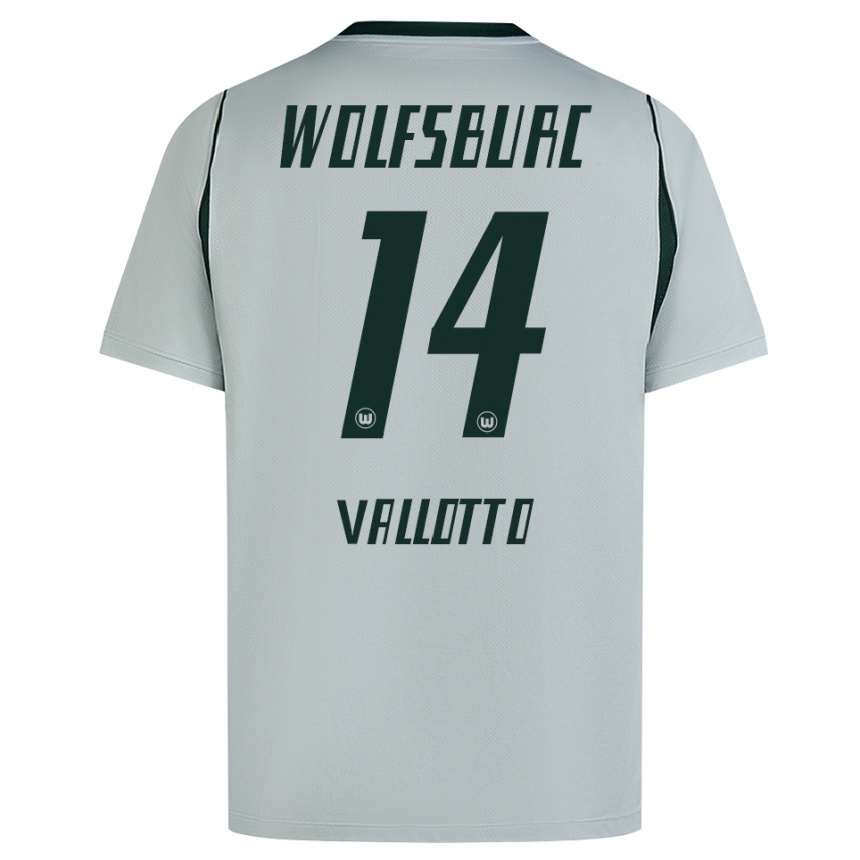 נשים כדורגל Smilla Vallotto #14 ירוק אפור הרחק ג'רזי 2026/27 נשים כדורגל Smilla Vallotto #14 ירוק אפור הרחק ג'רזי 2026/27