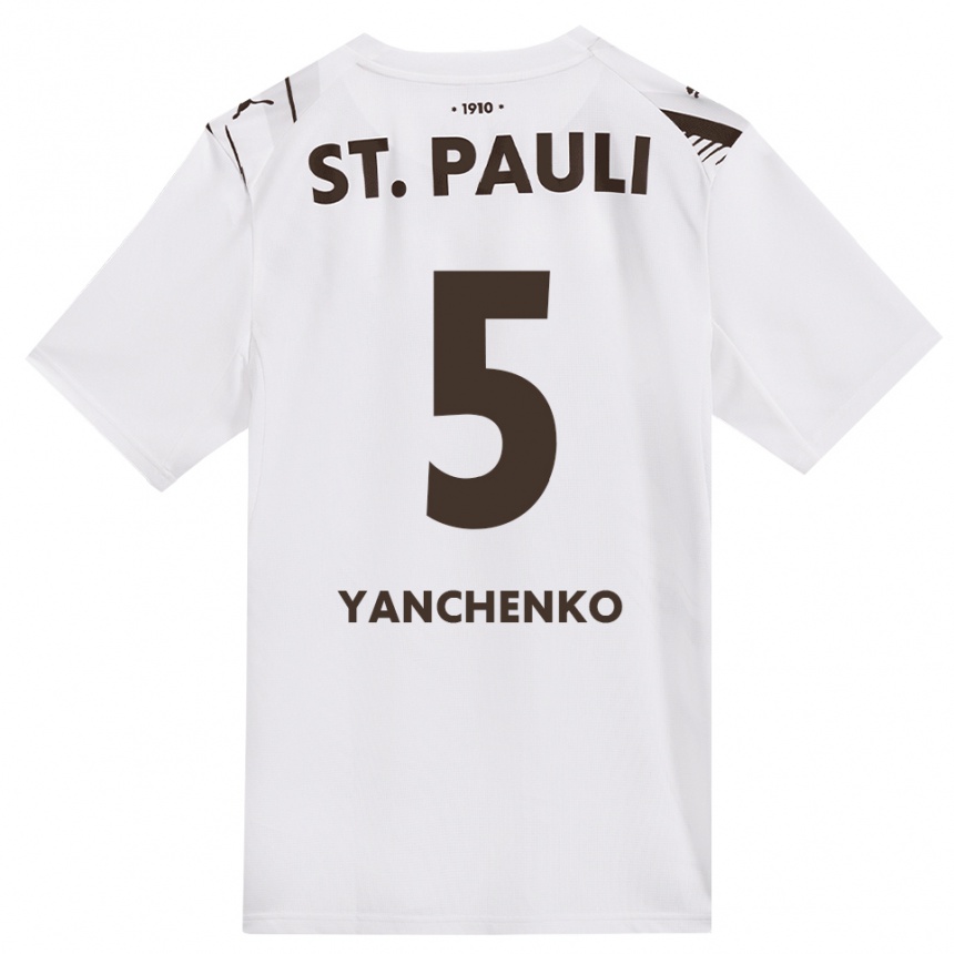 נשים כדורגל Alla Yanchenko #5 קפה לבן אדום הרחק ג'רזי 2026/27