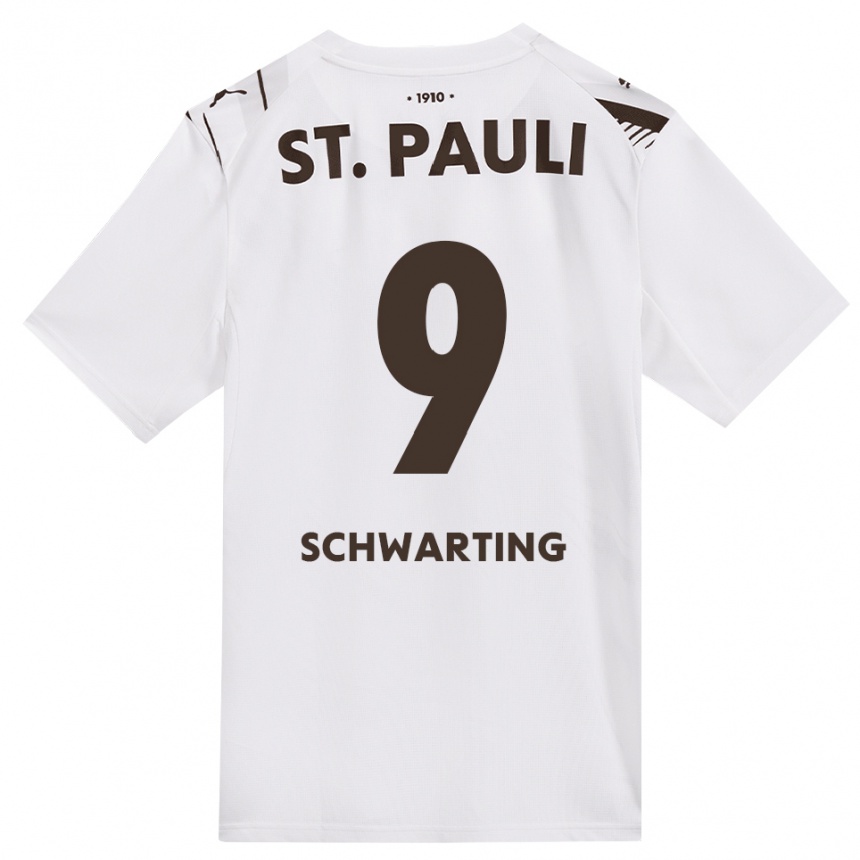 נשים כדורגל Dominik Schwarting #9 קפה לבן אדום הרחק ג'רזי 2026/27
