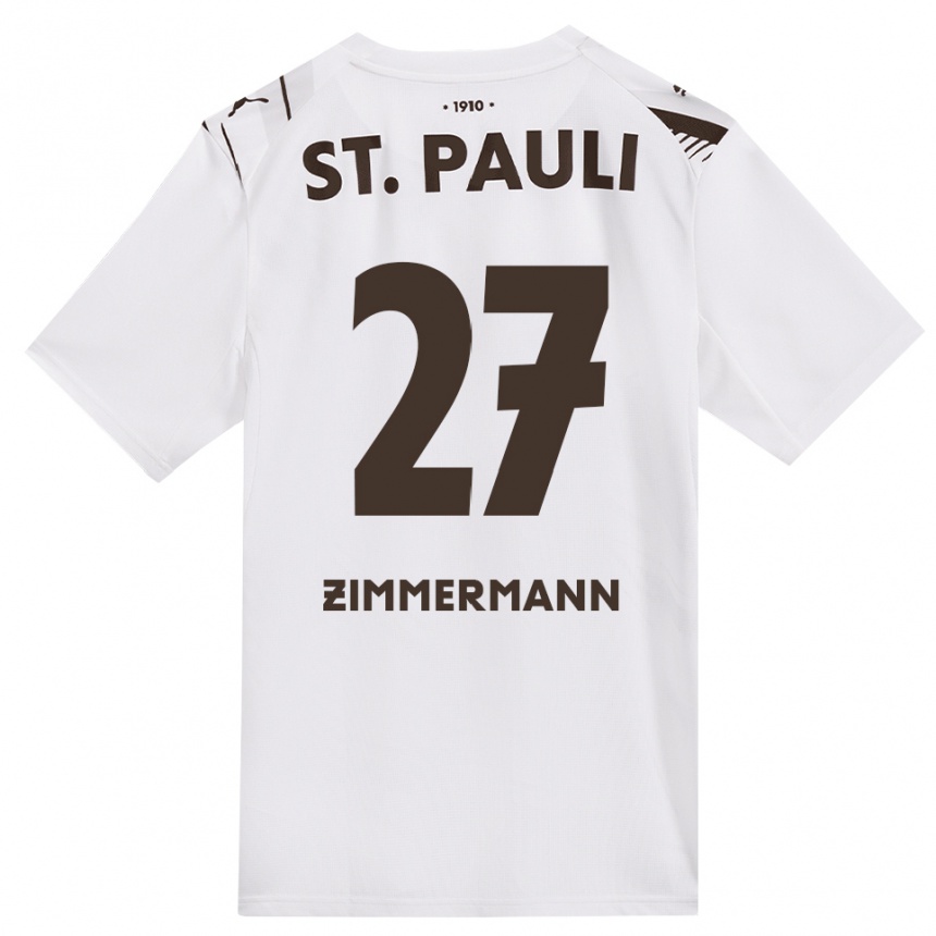 נשים כדורגל Tara Zimmermann #27 קפה לבן אדום הרחק ג'רזי 2026/27