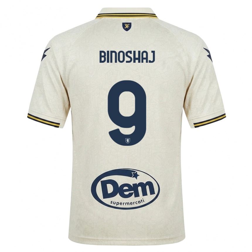 נשים כדורגל Samuele Binoshaj #9 תחרה ישנה צהוב שחור הרחק ג'רזי 2026/27